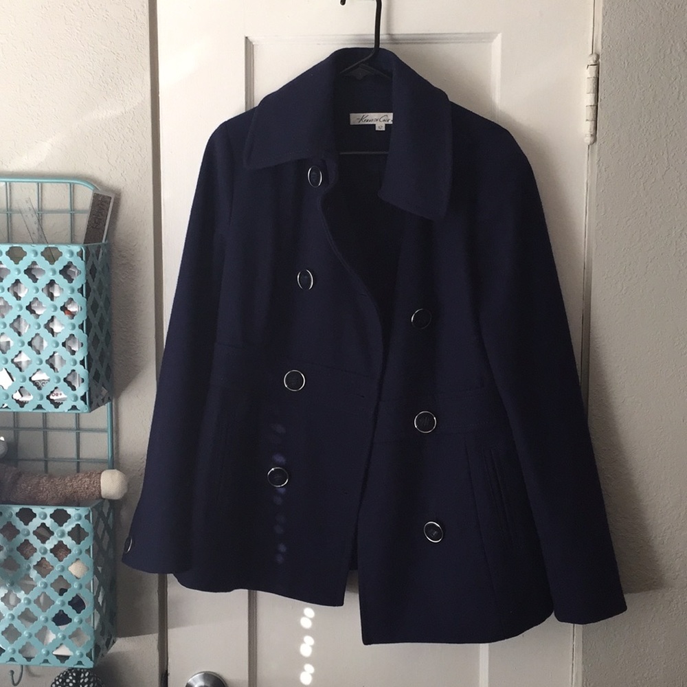 Kenneth Cole blue pea coat